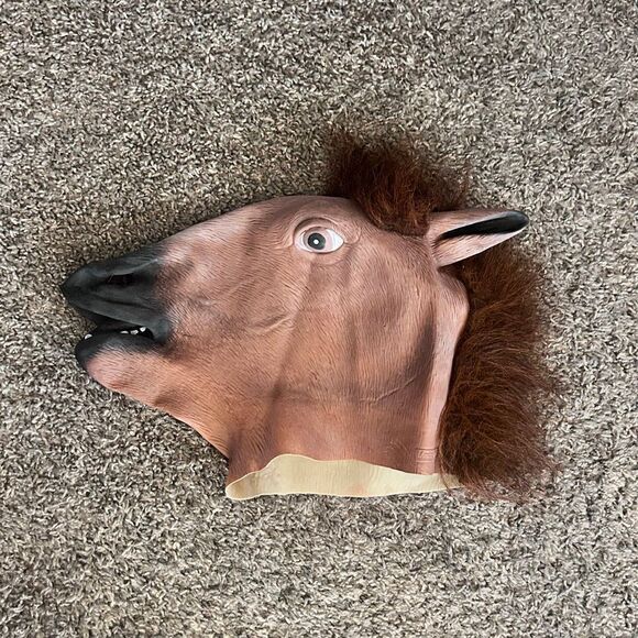 Horse Mask Halloween Cosplay Mr. Ed Full Head One Size, Preowned Perfect - Picture 3 of 8